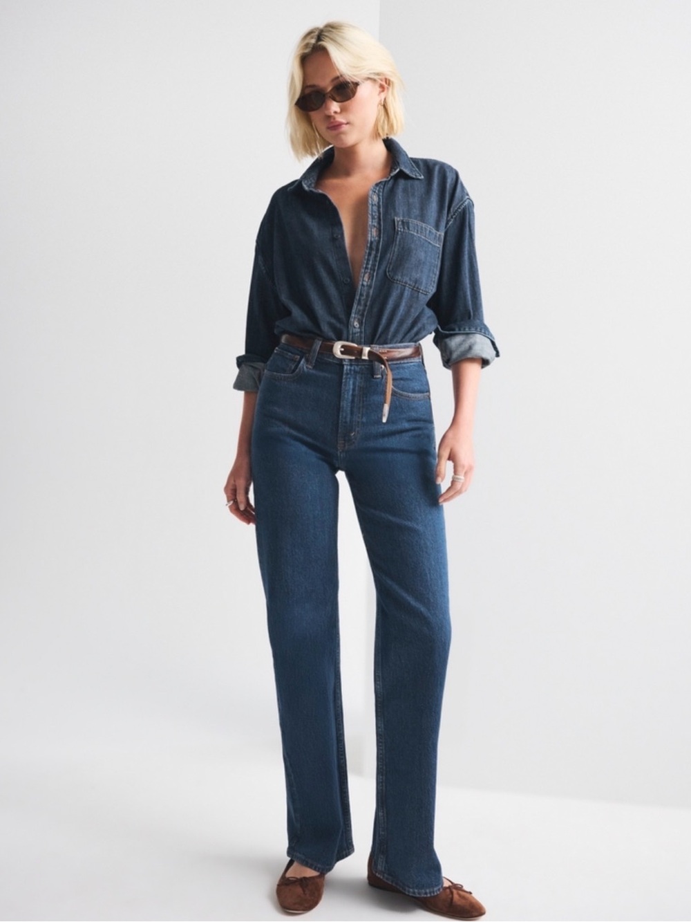 Abercrombie & Fitch Dark Blue Straight-Leg Jeans - Picture 1 of 2